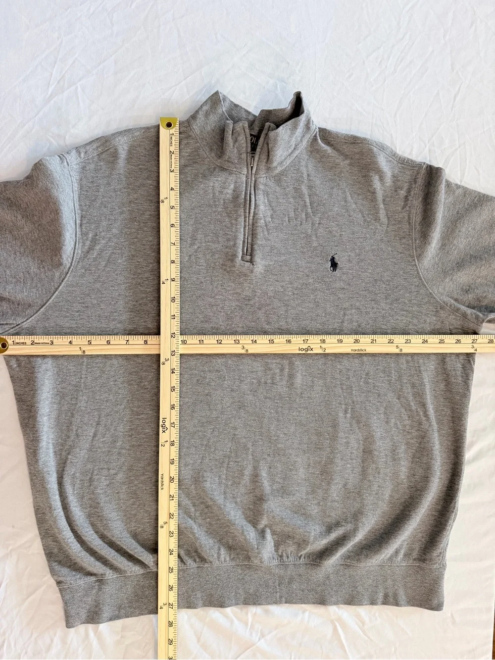 Polo by Ralph Lauren Gray Quarter-Zip Sweater with Navy Pony